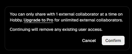 免費版在分享時會警告撤銷其他的分享，或升級 Pro 版本